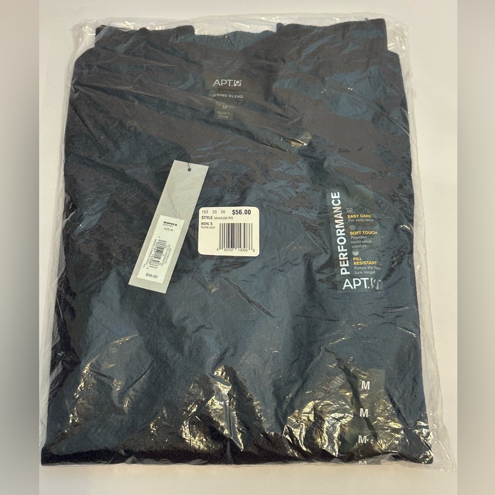 APT. 9 Men’s V-neck Merino Blend Sweater - M - Navy Blue